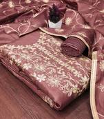 Women's purple embroidered jalpari silk dress material