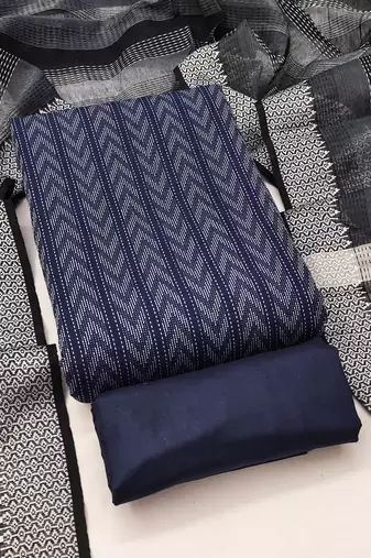 Women's blue weaving cotton jacquard dress material