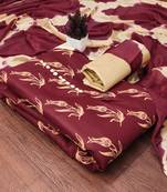Women's maroon unstitched print slub cotton dress material