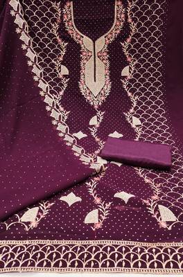 Women's voilet embroidered georgette dress material 2