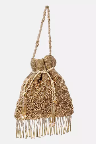 Golden Embellished handmade potli bag