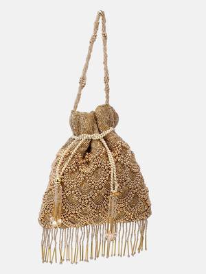 Golden Embellished handmade potli bag 1