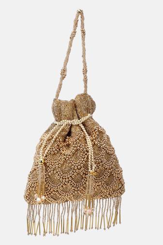 Golden Embellished handmade potli bag