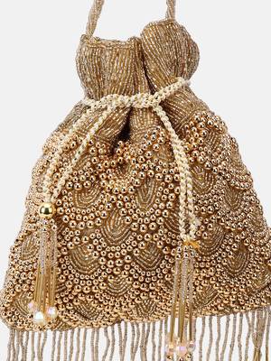 Golden Embellished handmade potli bag 2