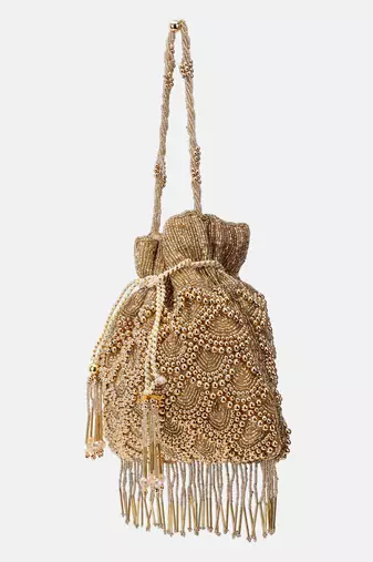 Golden Embellished handmade potli bag