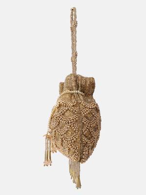 Golden Embellished handmade potli bag 4