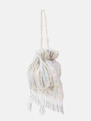 White Bridal Embellished Pearl and Sequined Potli Bag 3