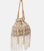 Beaded bridal potli bag in radiant gold and silver hues