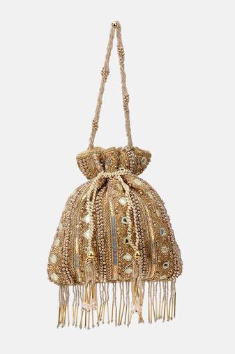 Hand-Beaded Gold Embellished Potli bag