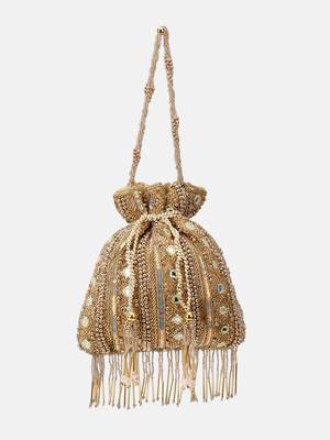 Hand-Beaded Gold Embellished Potli bag 1