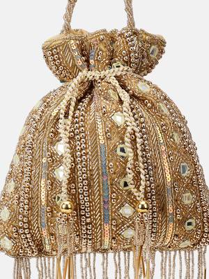 Hand-Beaded Gold Embellished Potli bag 2