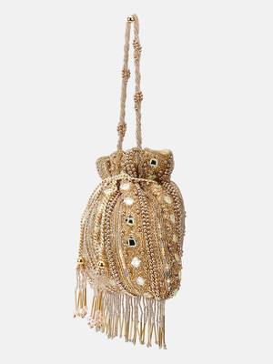Hand-Beaded Gold Embellished Potli bag 3