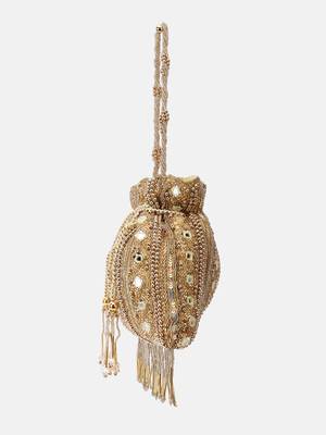 Hand-Beaded Gold Embellished Potli bag 4