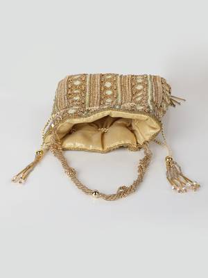 Hand-Beaded Gold Embellished Potli bag 5