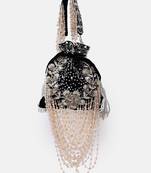 Black Velvet Embroidered Bridal Potli bag