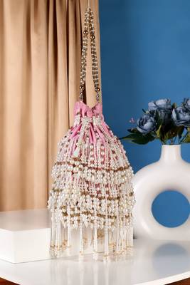 Baby Pink bridal potli bag 1