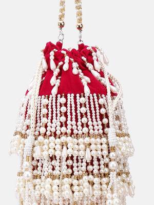 Embroidered Indian Bridal Potli for Weddings Magenta 1