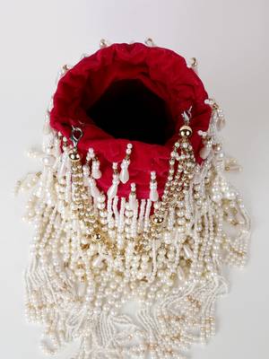 Embroidered Indian Bridal Potli for Weddings Magenta 2