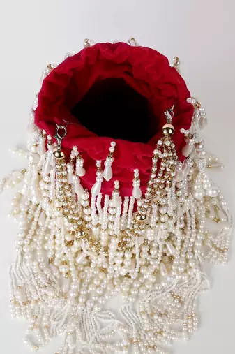Embroidered Indian Bridal Potli for Weddings Magenta