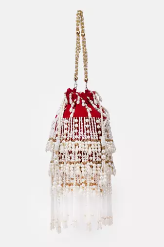 Embroidered Indian Bridal Potli for Weddings Magenta
