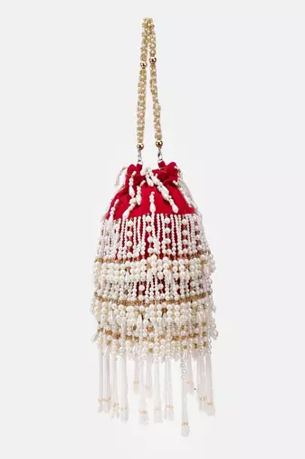 Embroidered Indian Bridal Potli for Weddings Magenta