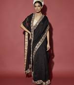 Black plain organza saree with gota patti work