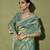 Turquoise printed tissue saree