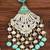 Mint green long meenakari earrings with clustered pearls – designer fancy party wear jewelry for women