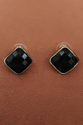 Black designer antique stud earrings – fancy style tops in high gold polish for party & ethnic wear 1