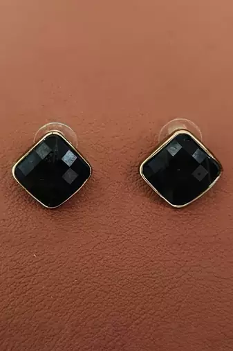 Black designer antique stud earrings – fancy style tops in high gold polish for party & ethnic wear