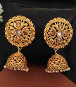 Transparent yellow designer high gold polish jhumka earrings – fancy antique party wear jewelry for women