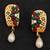 Ruby green high gold polish earrings with clustered pearls – fancy party wear jewelry for women