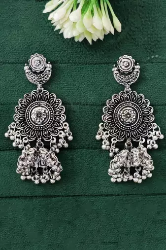 Oxcid  designer oxidized silver earrings – beautiful party wear jewelry