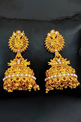 Pearlsouth indian temple jhumka earrings – high gold polish traditional jewelry 1