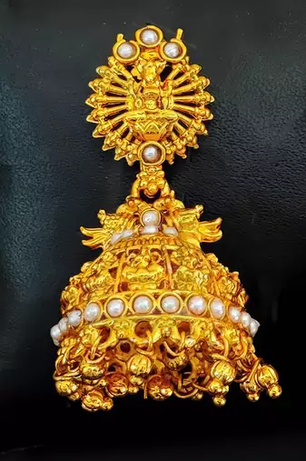 Pearlsouth indian temple jhumka earrings – high gold polish traditional jewelry
