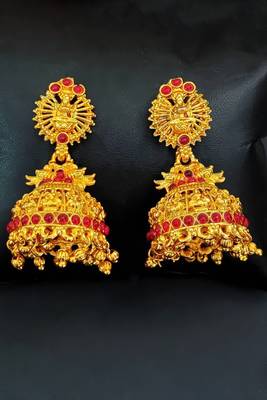 Ruby south indian temple jhumka earrings – high gold polish traditional jewelry 1