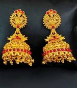 Ruby south indian temple jhumka earrings – high gold polish traditional jewelry
