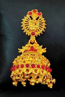 Ruby south indian temple jhumka earrings – high gold polish traditional jewelry 2
