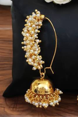 Golden clustered pearl designer fancy style beautiful antique style antique jhumka earring 2