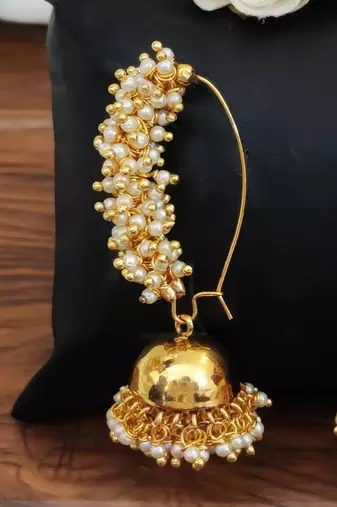 Golden clustered pearl designer fancy style beautiful antique style antique jhumka earring