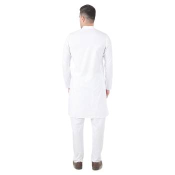 White cotton solid kurta set 2