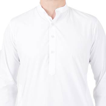 White cotton solid kurta set 3