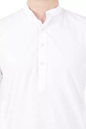 White cotton solid kurta set