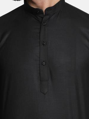 Black cotton solid kurta set 5