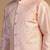 Peach kurta set with embroidered jacket for men