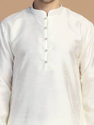 Off-white plain dupion kurta set 5