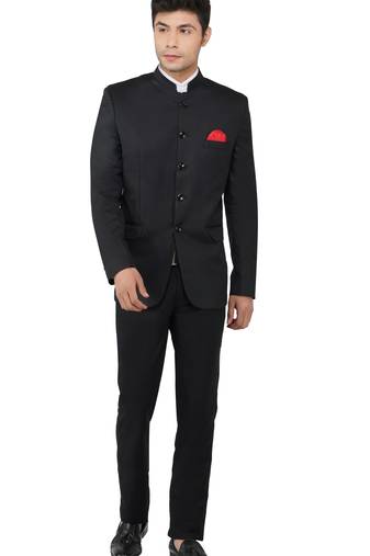 Black bandgala suit for men