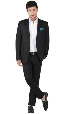 Black notched lapel blazer with trousers 2