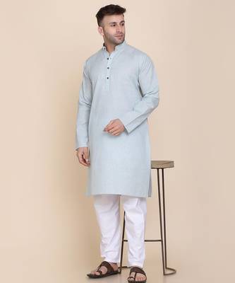 Men solid cotton kurta set 1