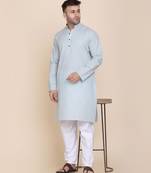 Men solid cotton kurta set